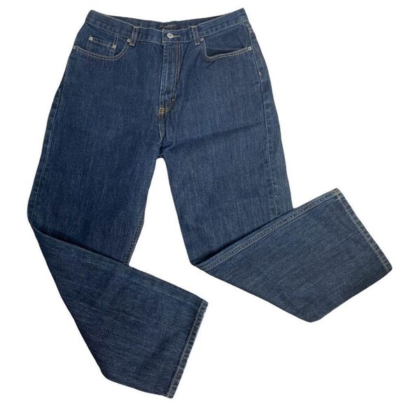 Vintage Banana Republic Denim Jeans 34 Dark Wash Relaxed Fit Straight Leg Button - Picture 1 of 6